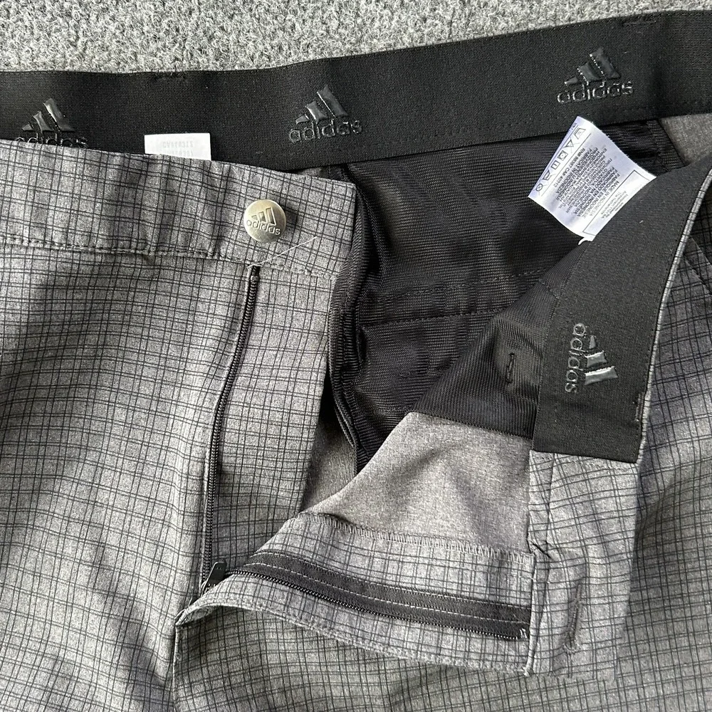 Adidas Shorts Mens 38 Gray Check Golf Chino Performance Microfiber 11 Inseam